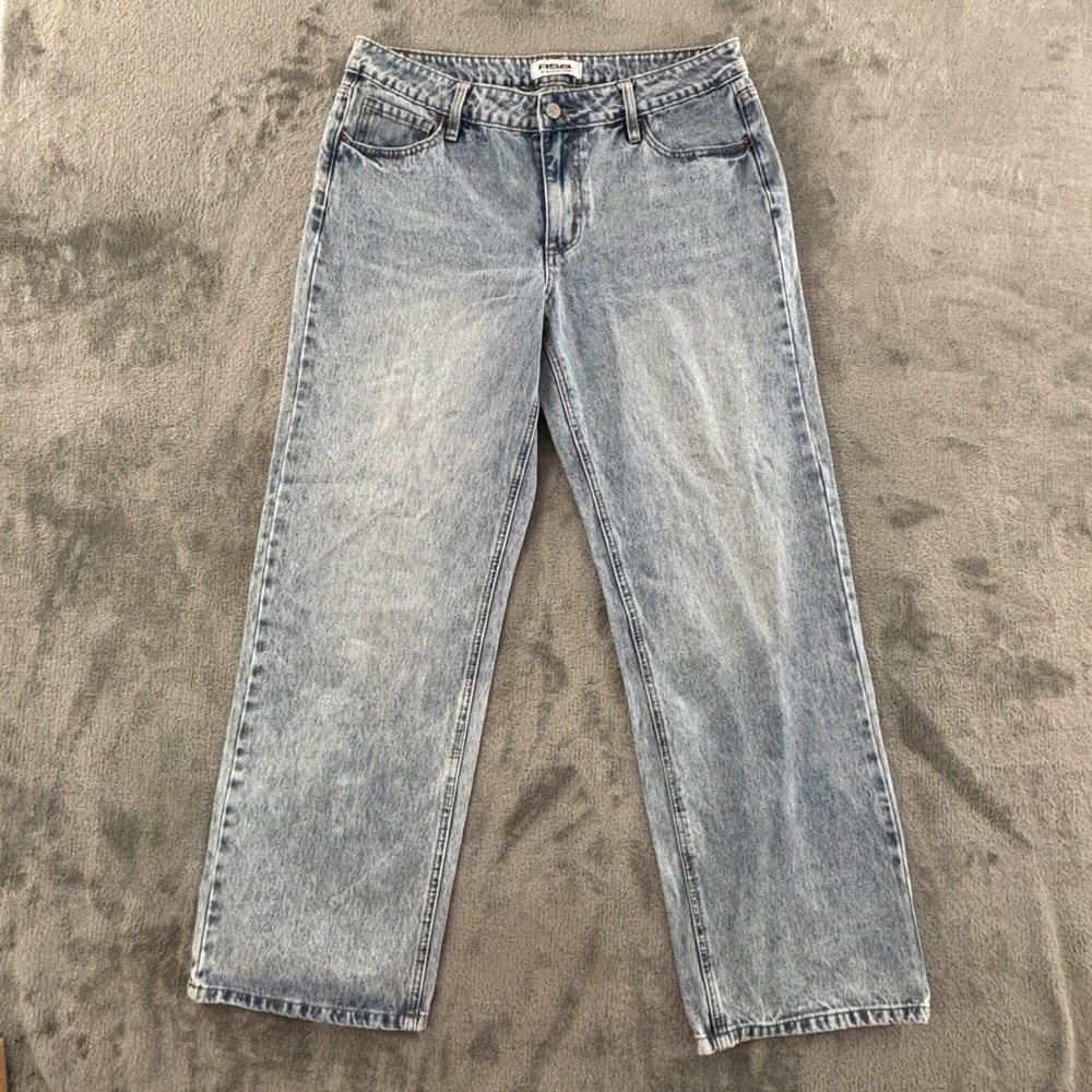 RSQ Low Rise Loose Straight Leg Jeans Womens 30 Light Blue Wash Denim 31" Inseam